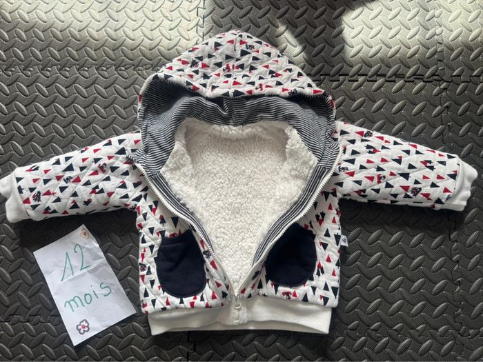 Manteau veste gilet chaud zippé doublé moumoute 12 mois Petit Bateau - photo numéro 2