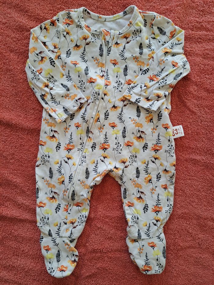 Pyjamas zip coton à fleur