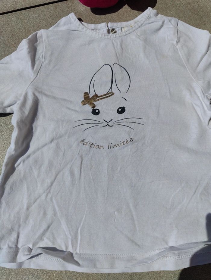 Tee shirt ml blanc lapin Tao 18 mois - photo numéro 3