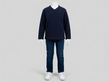 Polaire col V bleu marine 10 ans Okaïdi