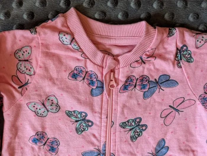 Pyjama léger fermeture éclair bébé 6 mois Action #papillons #rose #été - photo numéro 2