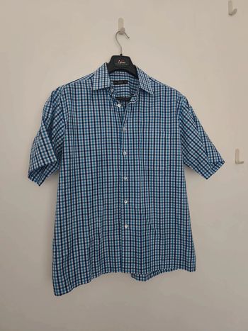 Chemise homme Marks & Spencer à carreaux bleus. Col 42 cm