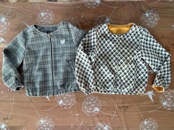 Lot 2 gilet blazer zippés manches longues cœur carreaux Okaidi 6 ans