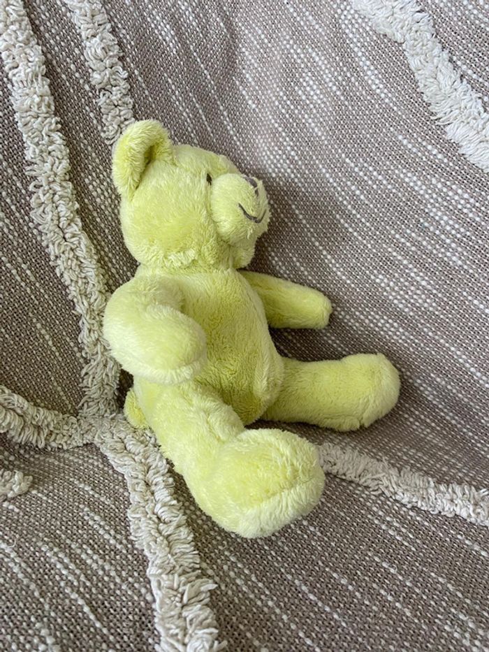 Peluche doudou 23cm obaibi ours vert très bon état - photo numéro 2