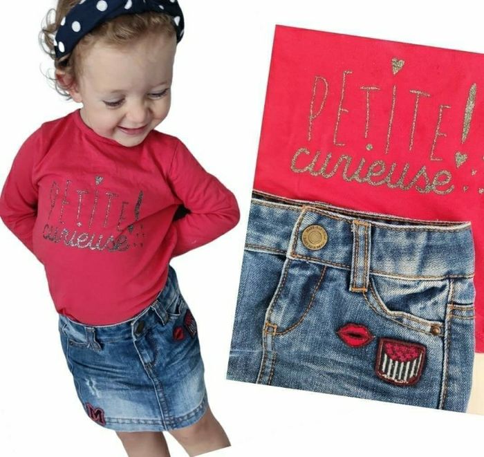 23 24 mois 2 ans ensemble tape a l oeil teeshirt et jupe ( sans bandeau)