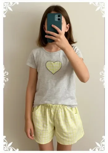🌙 Pyjama 2 pièces fille - Taille 10 ans short fais main