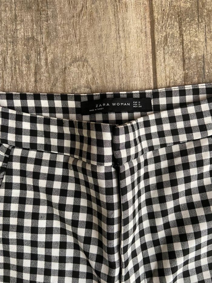 Superbe pantalon à carreaux Zara vichy à volants sur les côtés - photo numéro 4