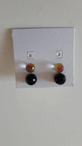 Lot de 2 boucles d'oreilles transparente et noire