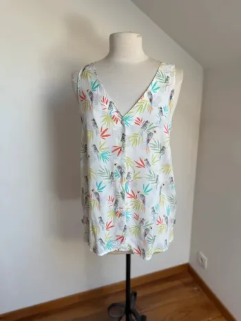 Superbe blouse debardeur neuf fluide tropical Camaïeu 🌸 L 40 42