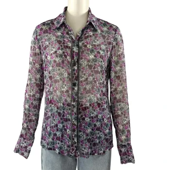 Chemise fluide à fleurs violettes Betty Barclay, coupe longue, légère, taille 36 A1223