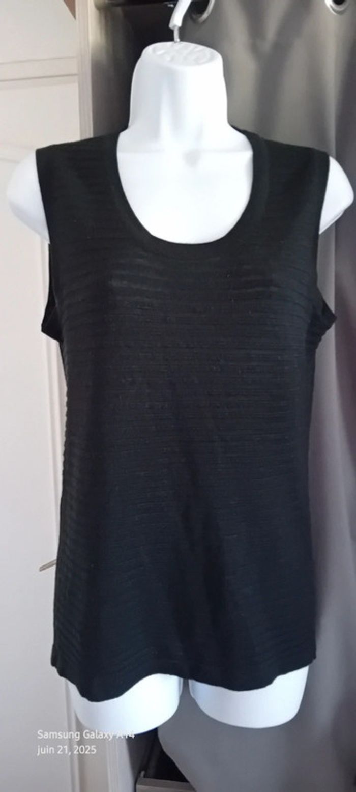 Débardeur long aspect laine avec rayures col rond noir femme M source - photo numéro 11