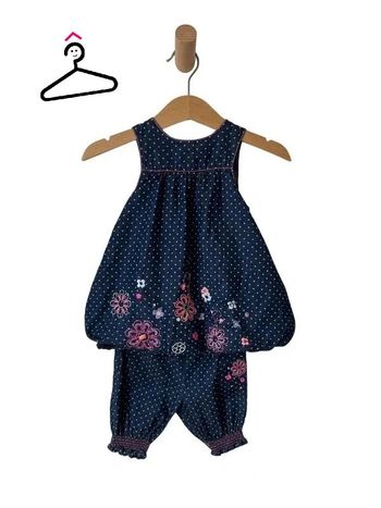 Ensemble bébé fille bleu denim à pois - Orchestra 6 mois (67cm)