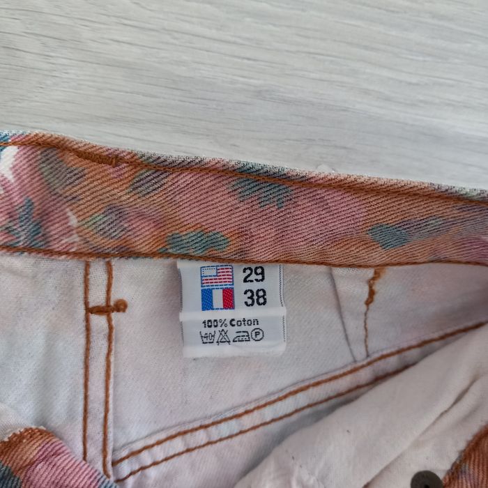 Jean femme beige imprimé à fleurs Safety jean taille 38 - photo numéro 4
