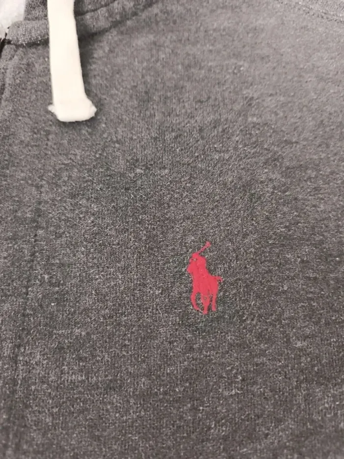 Sweat a capuche zippé gris foncé chiné Polo Ralph Lauren homme M logo bordeaux - photo numéro 3