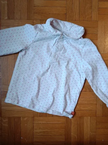 Polo blanc à pois roses 18mois Cadet Rousselle