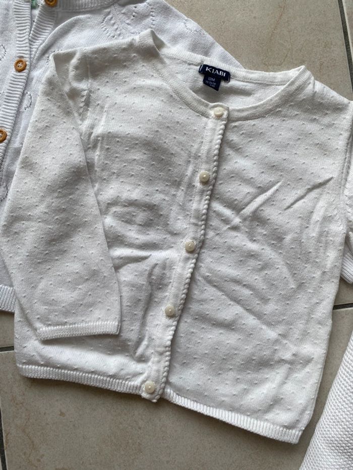 Lot de 3 gilets cardigans blanc coton 12 mois - photo numéro 4