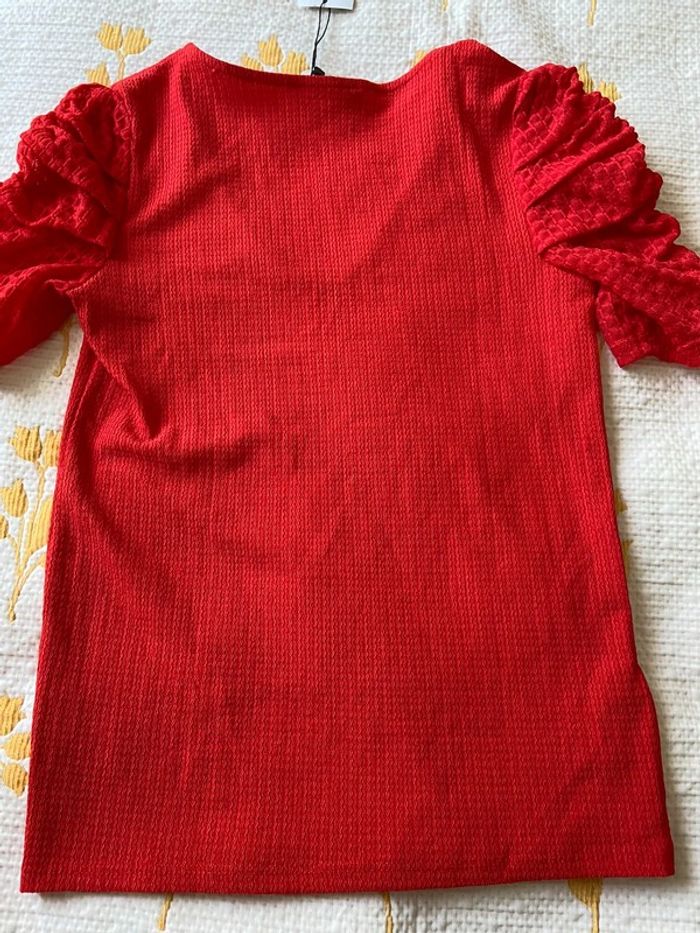 Blouse rouge Mango manches courtes longueurs blouse taille S neuf avec étiquette longueur 58 cm - photo numéro 5