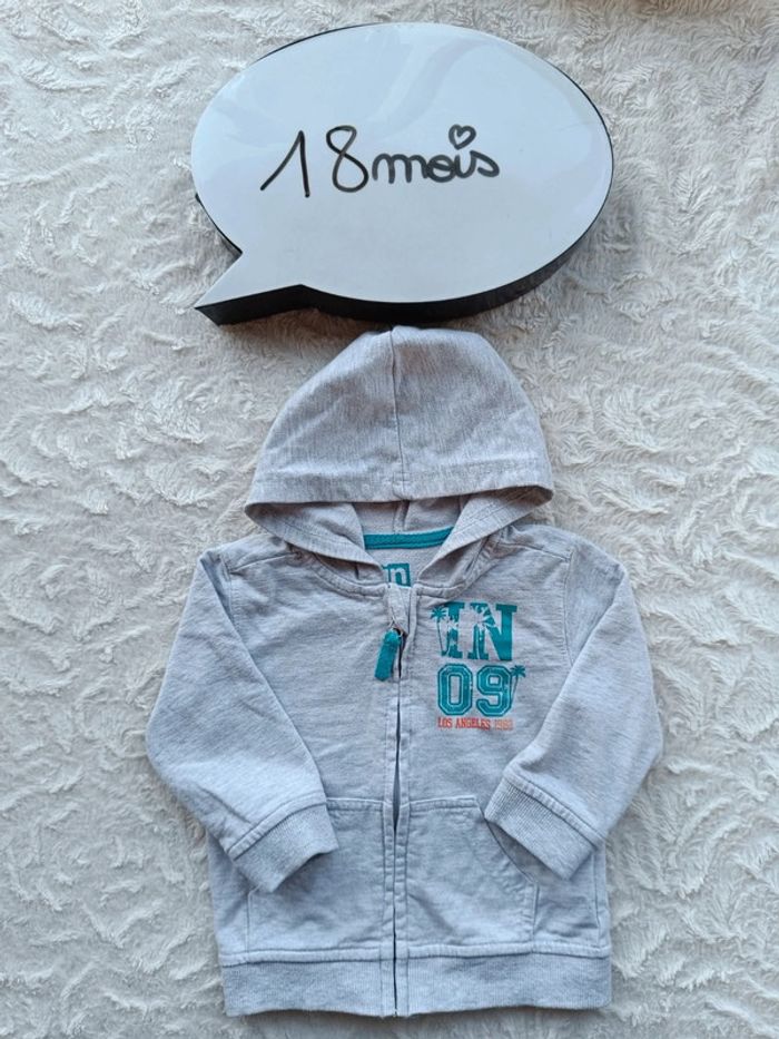 Gilet zippé veste avec capuche Garçon 18 mois In Extenso