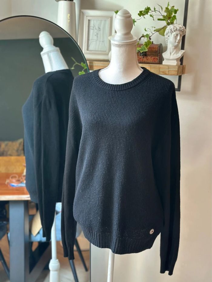 Pull noir en laine Colmar – taille XL, logo brodé - photo numéro 2