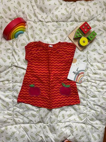 robe manches courtes rouge et orange 6 mois du pareil au même