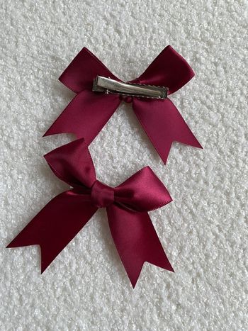 Lot de 2 pinces barrettes cheveux satin bordeaux
