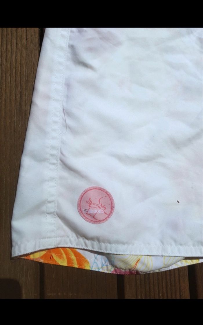 Bermuda de plage short de bain réversible beachwear blanc/floral neuf - photo numéro 6