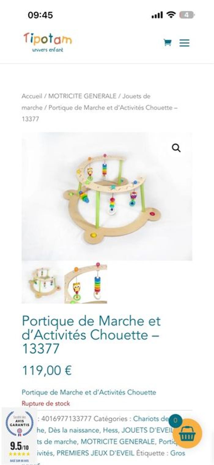 Trotteur pousse pousse arche de jeux bébé en bois - photo numéro 4