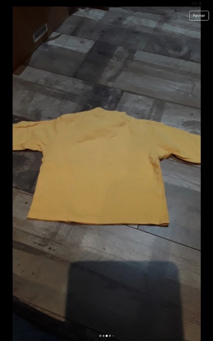 Tee shirt manche longue jaune écriture bleu - photo numéro 3