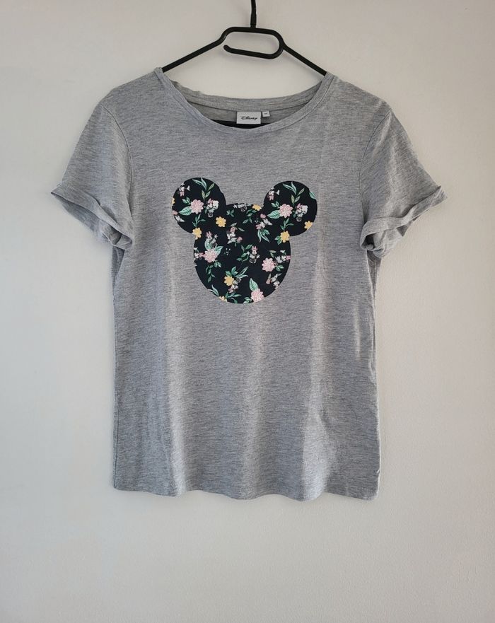T-shirt gris Disney Mickey tête florale - photo numéro 1