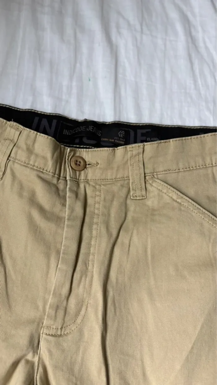 Short cargo en jean beige indicode taille XL - photo numéro 2