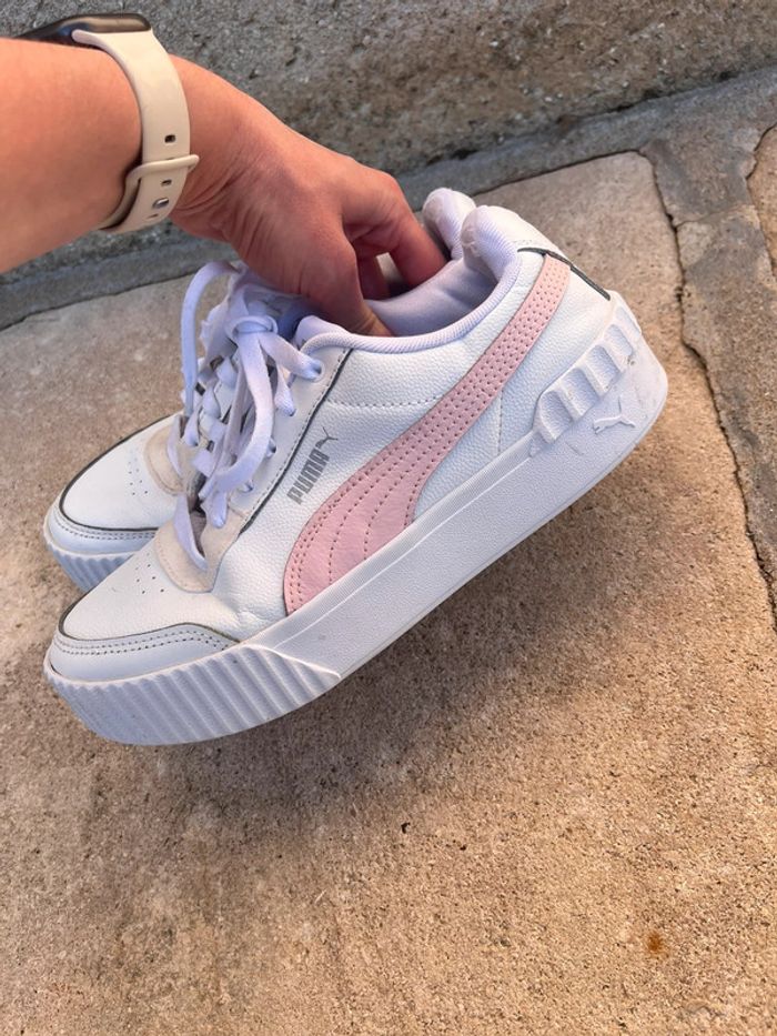 Basket puma rose blanches et beige - photo numéro 3