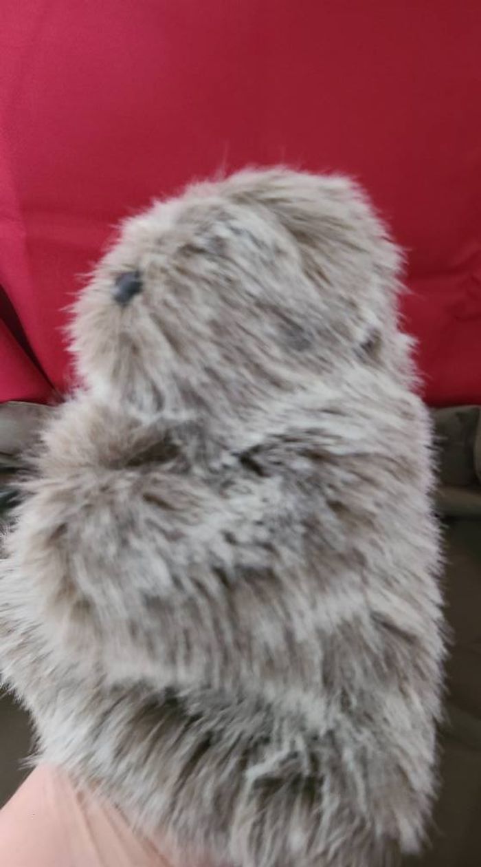 Doudou marionnette marmotte ATELIER FRANCE PELUCHES gris poils longs - photo numéro 7