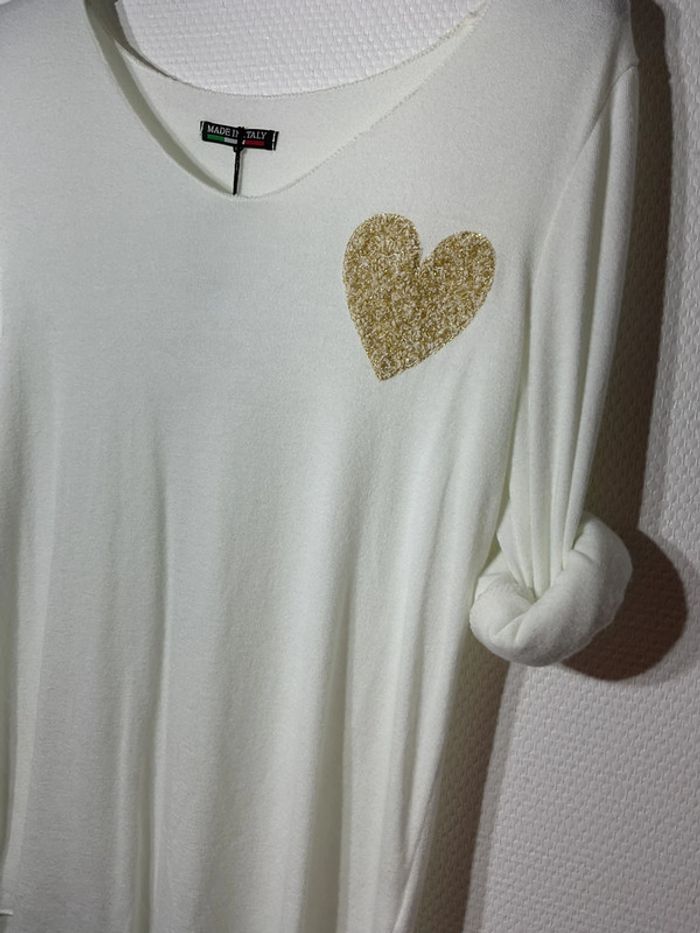 Pull « cœur » femme taille unique (36-40)- nos- neuf avec étiquette - photo numéro 2