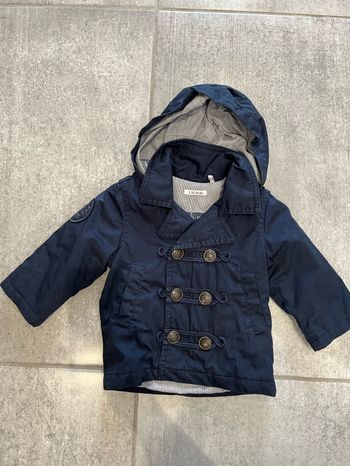 Manteau parka bleu Marine bébé garçon Ikks Capuche doublée amovible