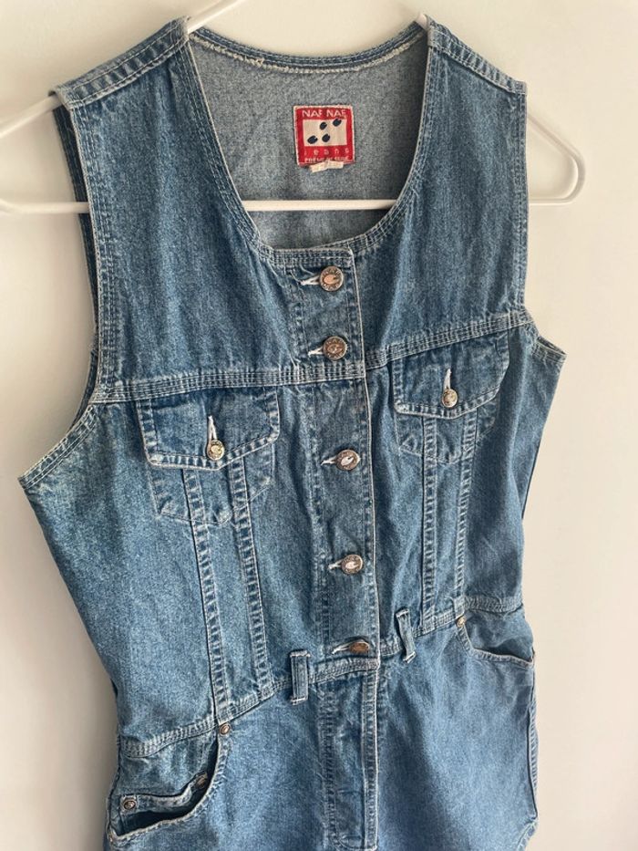 Combi-short en jean vintage Naf Naf - photo numéro 2