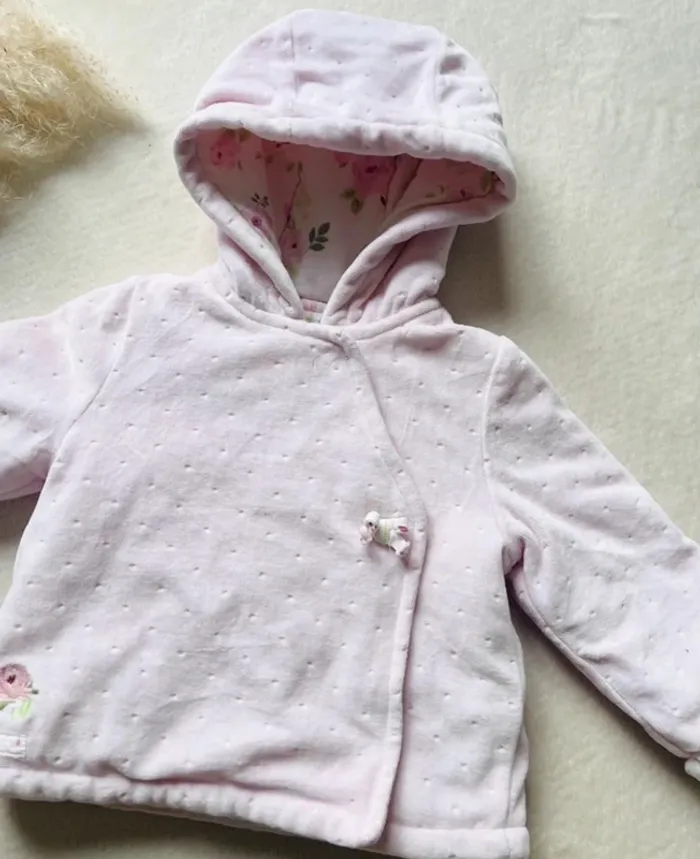 Manteau à capuche en velours rose 6 mois - Sergent Major - photo numéro 3