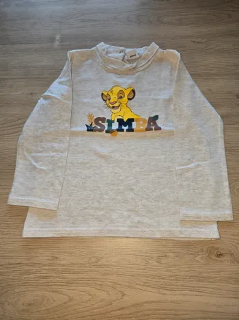 T-shirt manches longues beige garçon – motif Simba Le Roi Lion – Disney
