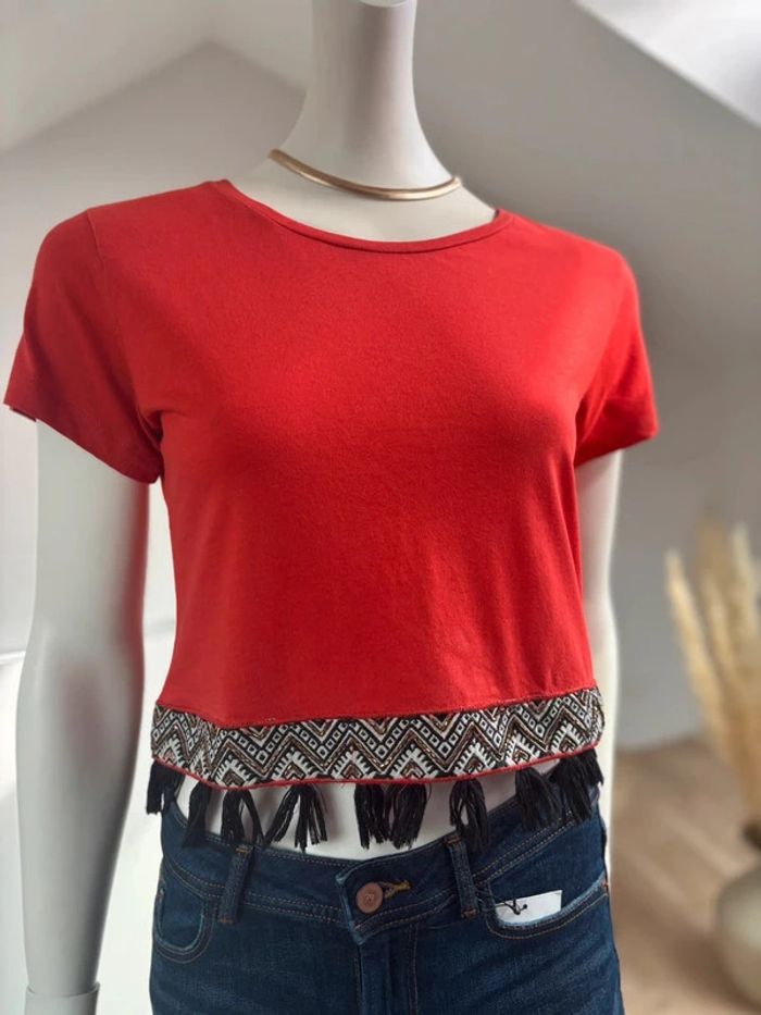 T-shirt court détails ethniques TS