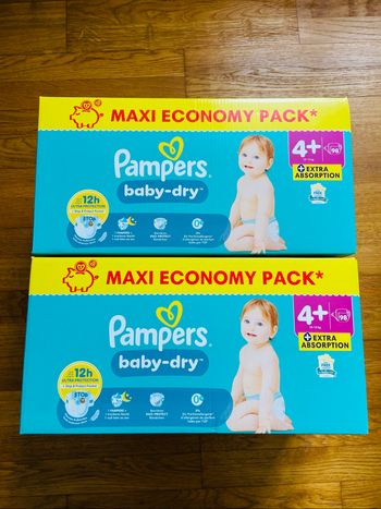 2 maxi packs Pampers Baby Dry taille 4+