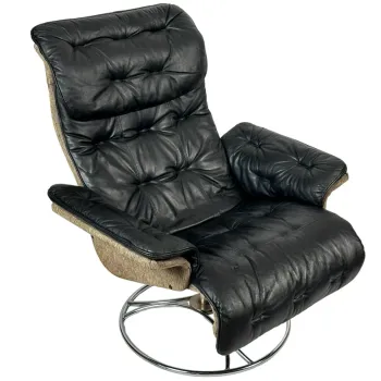 Fauteuil vintage Söderbergs cuir & chrome Suède 70s