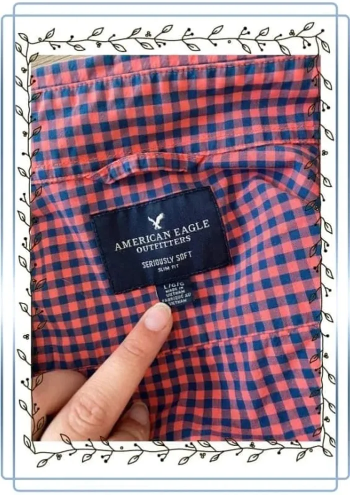 Chemise American Eagle rouge et bleu, très bon état, taille L - photo numéro 6