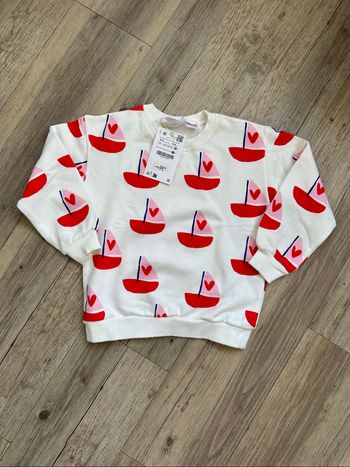 Sweat pull bateau cœur Zara 4/5 ans neuf