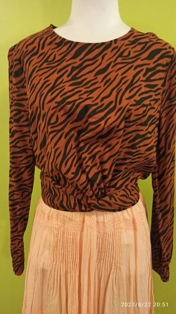 Blouse chemises imitation léopards col rond