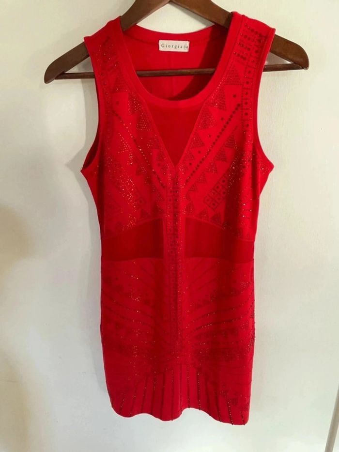 Robe soirée été à sequins rouge Giorgia - photo numéro 6