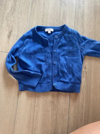 Gilet bleu maille papillon