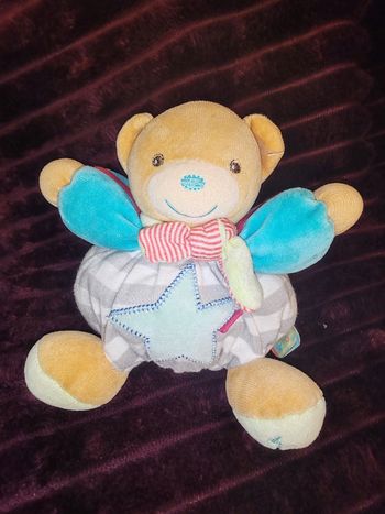 Ours kaloo bleu rayé gris