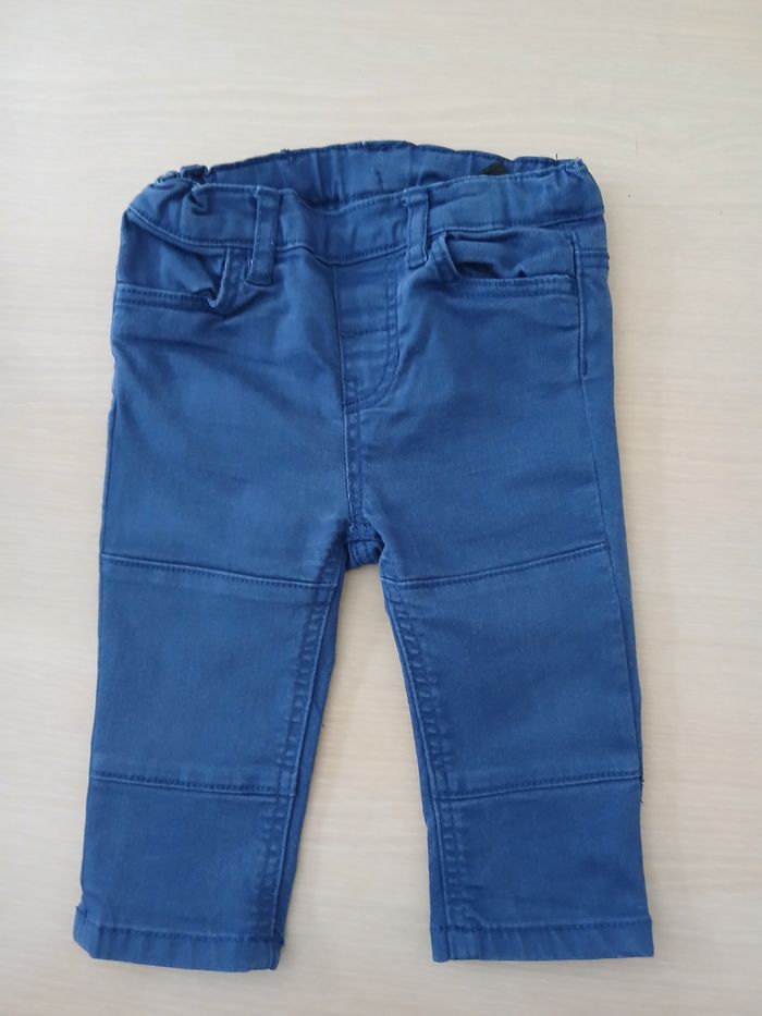 Pantalon bebe en coton taille 6/9 mois  couleur bleu marque HM - photo numéro 4