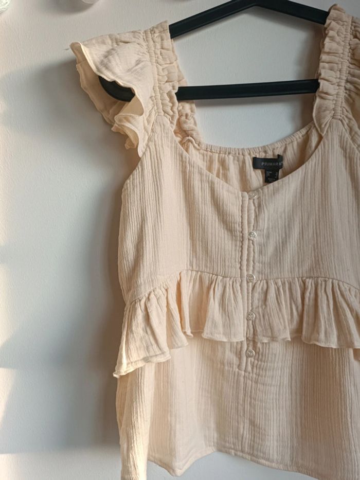 Chemisier à boutons crème/jaune clair Primark Taille 40 Neuf avec étiquette - photo numéro 2