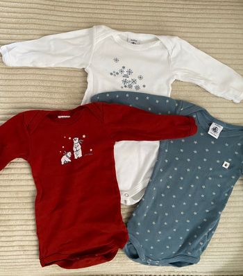Lot de 3 bodies Petit Bateau