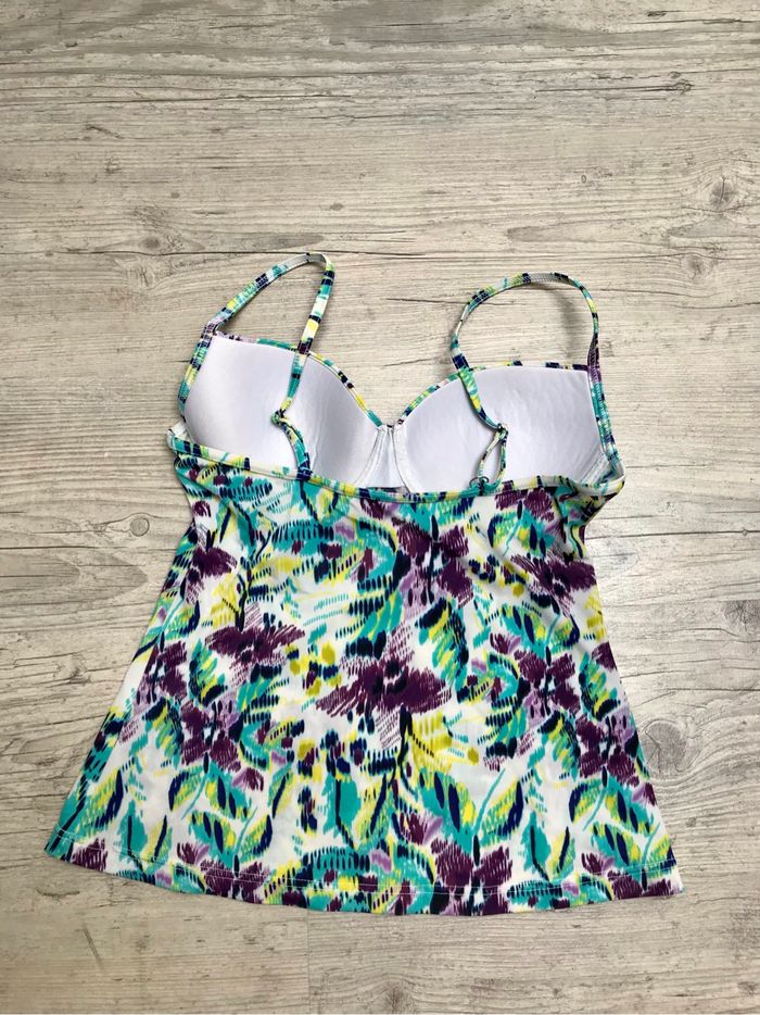 Haut de maillot de bain tankini à armatures Taille 40 Rodéo Sports at C&A imprimé bariolé fond blanc bretelles réglables - photo numéro 3